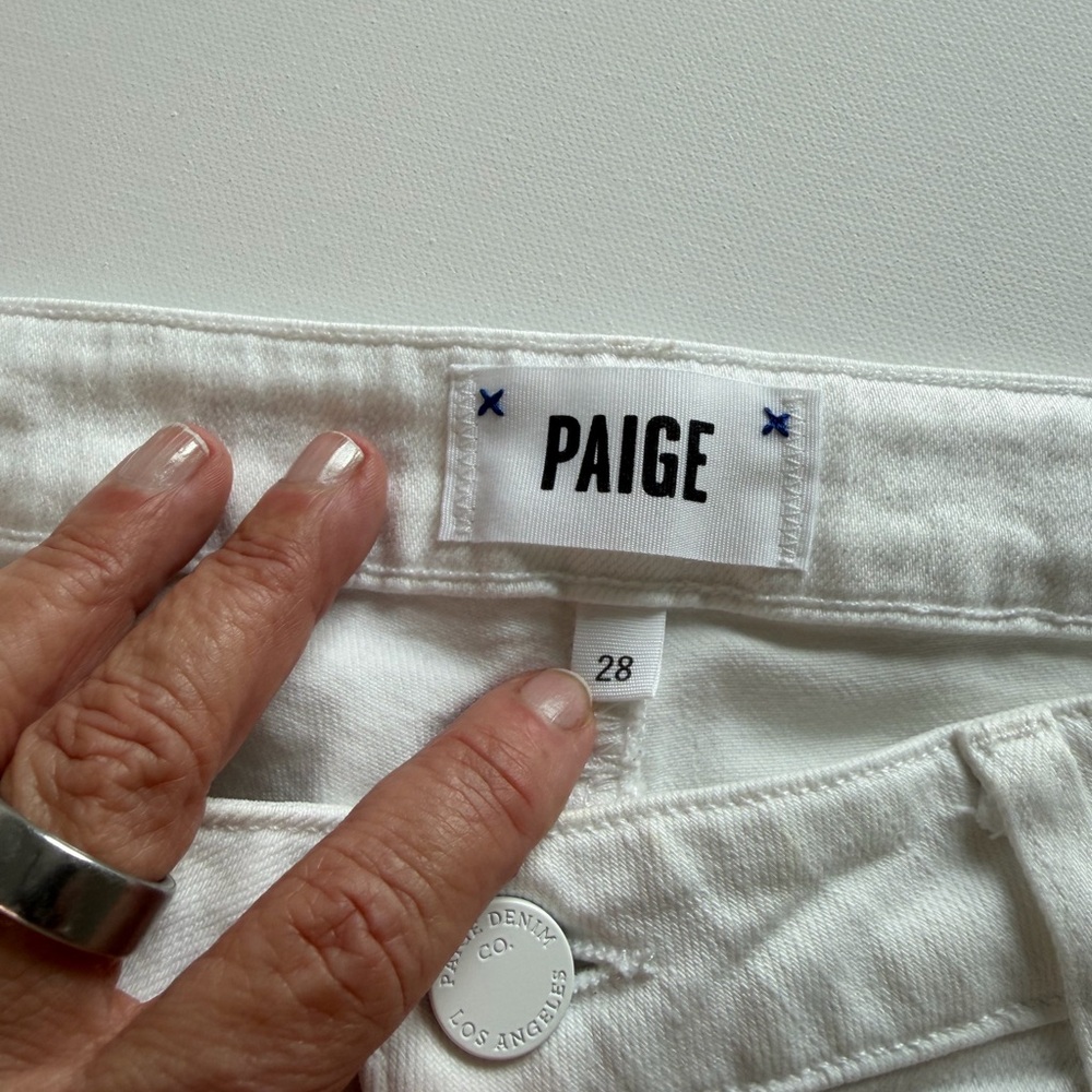 PAIGE White Denim Jeans Women’s Size 28 Mid Rise Straight Leg Premium designer - Picture 6 of 15